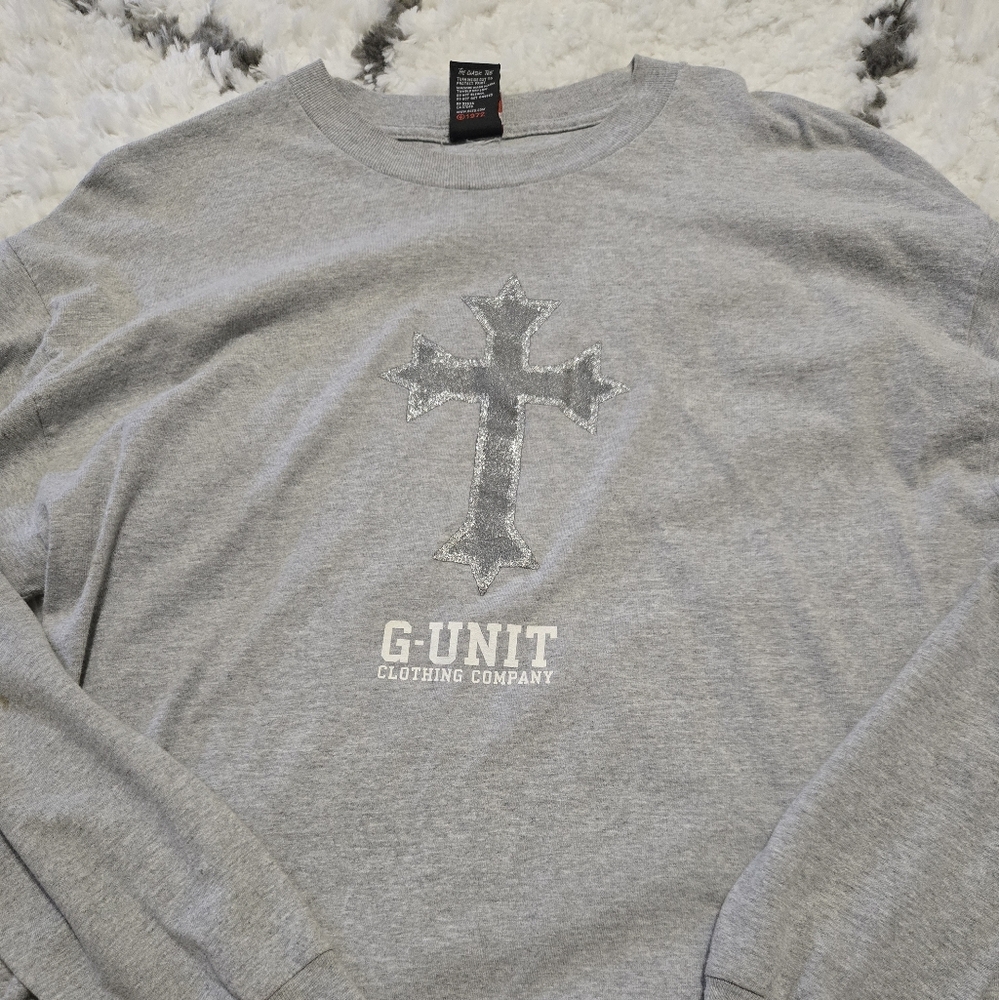 G-Unit Gray Long Sleeve Shirt with Cross Design